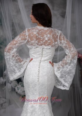 Lace Mermaid Long Sleeves Court Wedding Dress